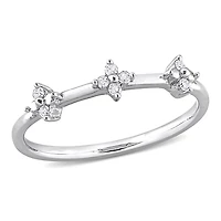 Miabella 1/10 Carat T.W. Diamond Sterling Silver Triple Floral Promise Ring