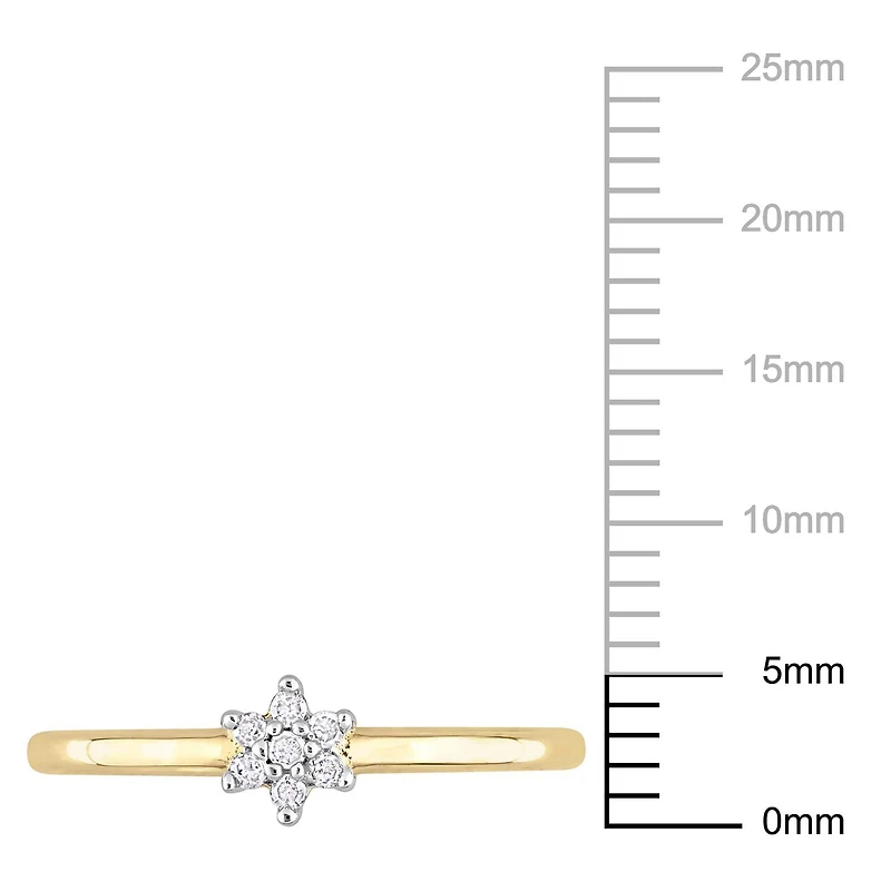 Bague de Promesse florale Miabella d'accent de diamant en Argent Sterling Plaqué Jaune