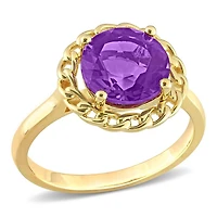 Miabella 2-1/4 Carat T.G.W. Amethyst Yellow Rhodium Plated Sterling Silver Halo Braided Link Ring