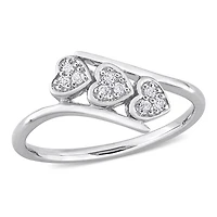 Bague de Promesse à trois coeur Miabella avec 1/10 Carat PT de diamant en Argent Sterling