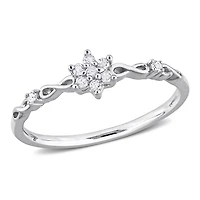 Bague de Promesse en forme de fleur en grappe Miabella avec 1/10 Carat PT de diamant en Argent Sterling