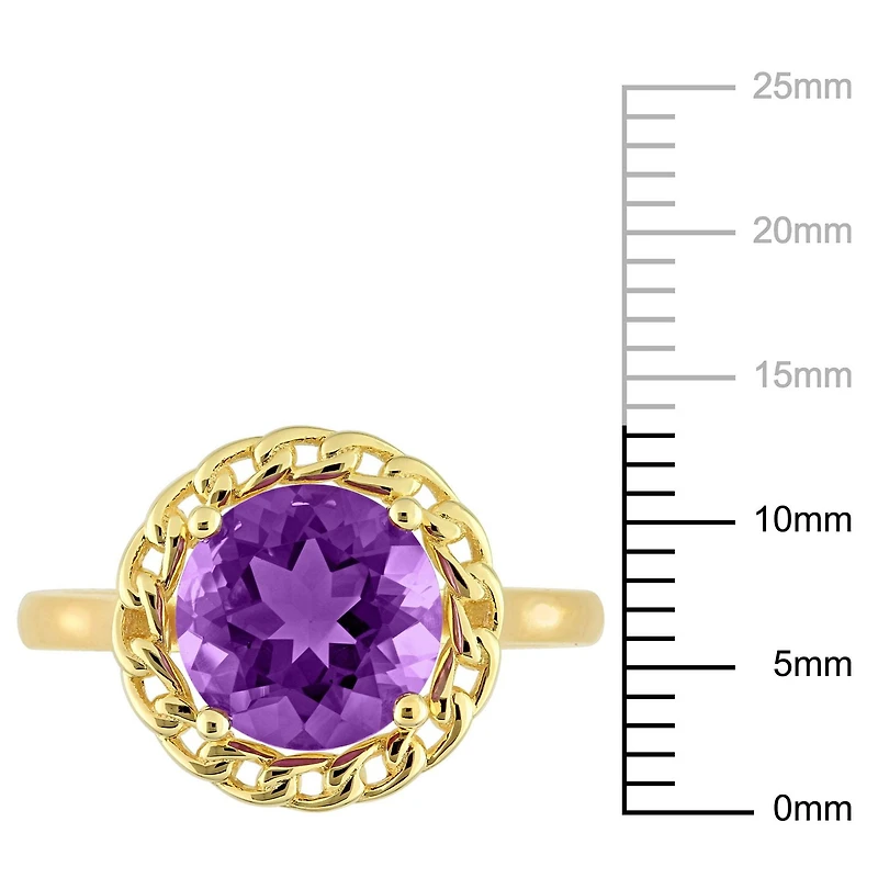 Bague maillon tressée à auréoles Miabella avec 2-1/4 Carat PBT d'Améthyste en Argent Sterling Plaqué Jaune