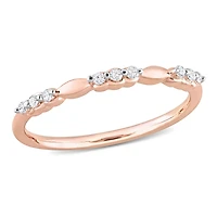 Bague à trois pierres alternée Miabella avec 1/10 Carat PT de diamant en Argent Sterling Plaqué Rose