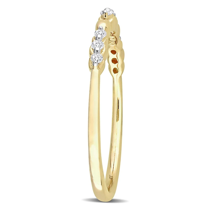 Miabella 1/10 Carat T.W. Diamond Yellow Rhodium Plated Sterling Silver Alternating 3-Stone Band