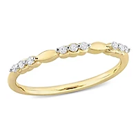 Miabella 1/10 Carat T.W. Diamond Yellow Rhodium Plated Sterling Silver Alternating 3-Stone Band