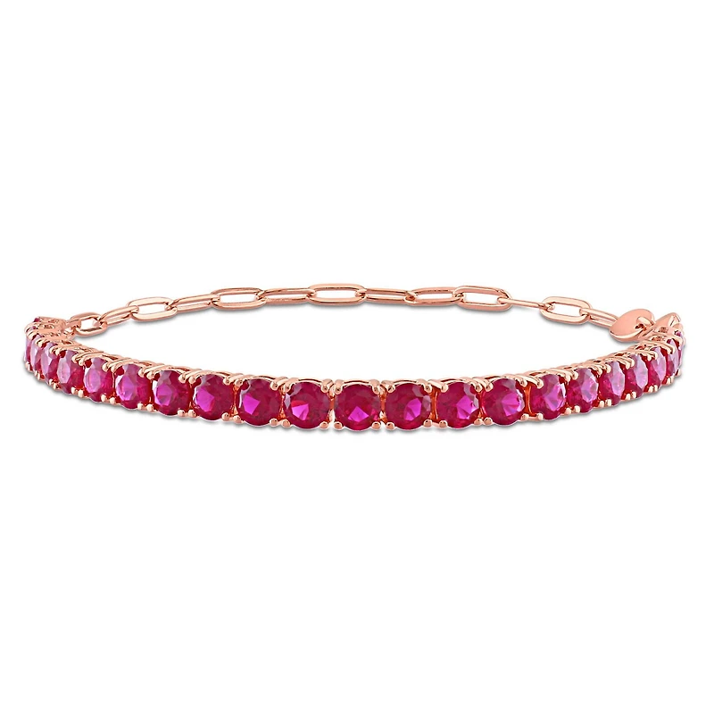 Miabella 6 Carat T.G.W. Red Cubic Zirconia Rose Rhodium-Plated Sterling Silver Semi-Tennis Bracelet