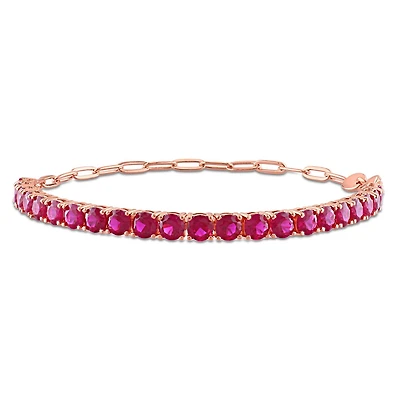 Miabella 6 Carat T.G.W. Red Cubic Zirconia Rose Rhodium-Plated Sterling Silver Semi-Tennis Bracelet
