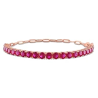 Miabella 6 Carat T.G.W. Red Cubic Zirconia Rose Rhodium-Plated Sterling Silver Semi-Tennis Bracelet