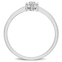 Bague de Promesse florale Miabella d'accent de diamant en Argent Sterling