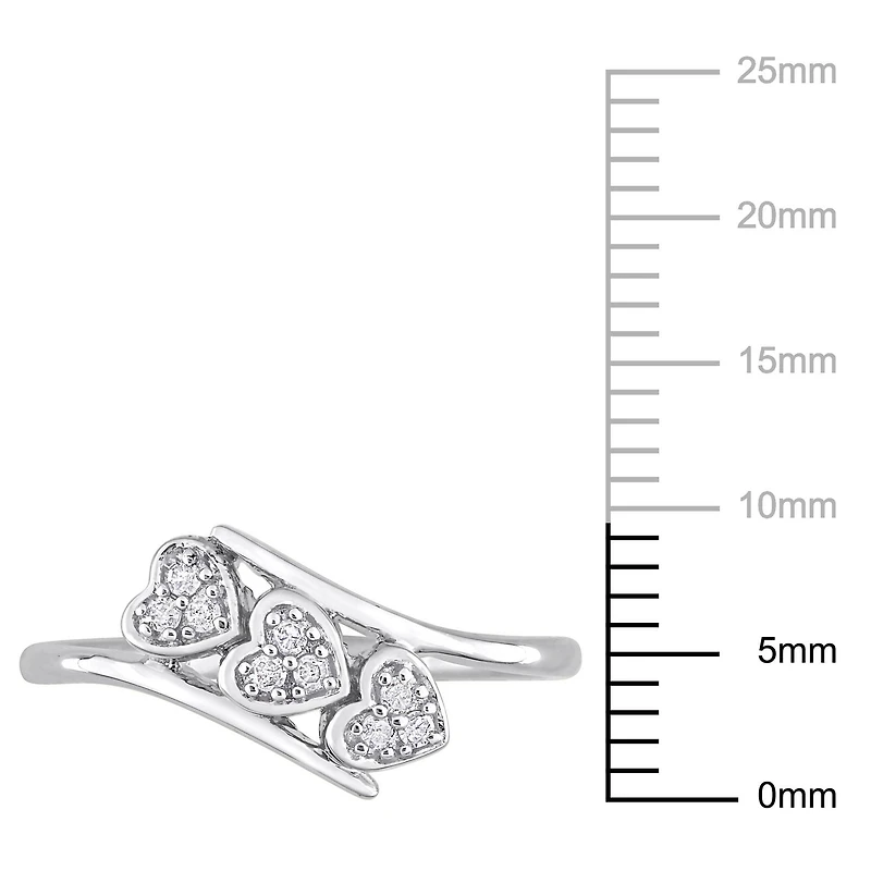 Miabella 1/10 Carat T.W. Diamond Sterling Silver Triple Heart Promise Ring