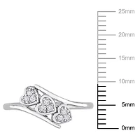 Miabella 1/10 Carat T.W. Diamond Sterling Silver Triple Heart Promise Ring