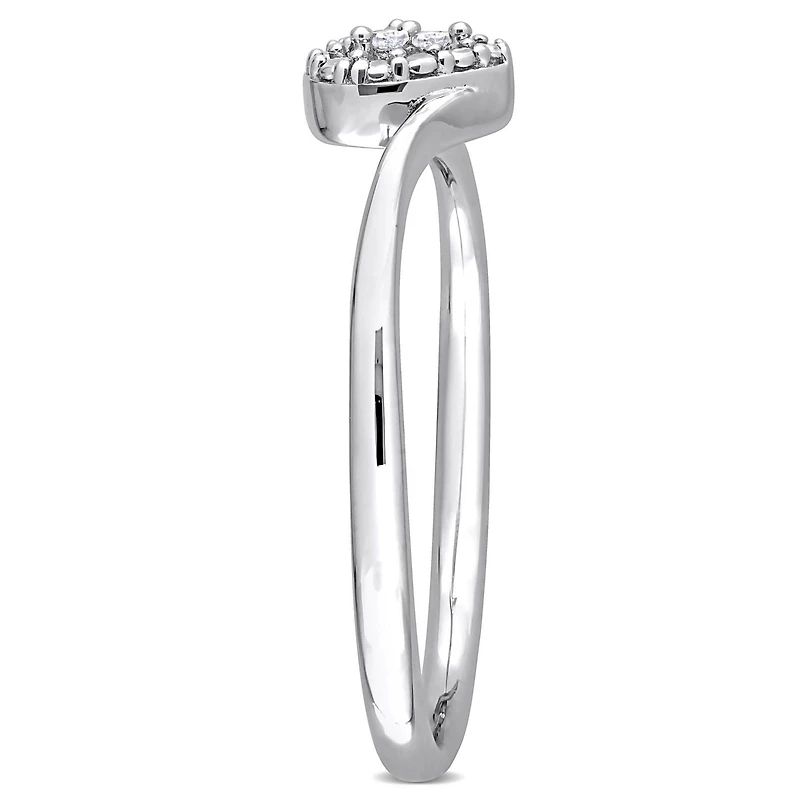 Miabella Diamond Accent Sterling Silver Heart Bypass Promise Ring