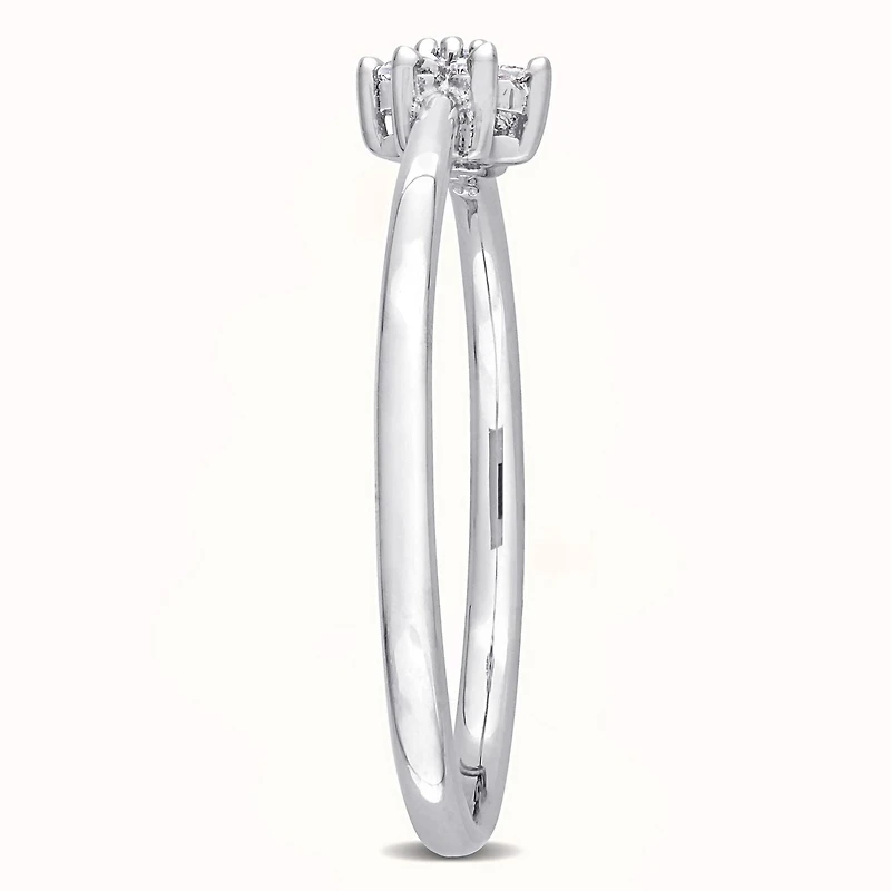 Bague de Promesse florale Miabella d'accent de diamant en Argent Sterling