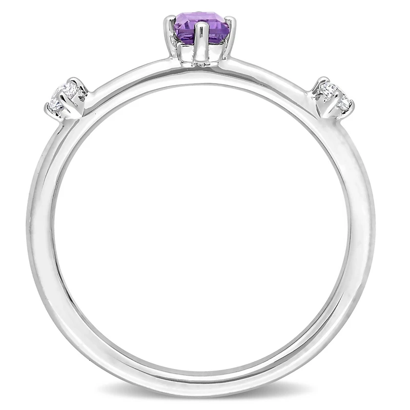 Bague superposable à trois pierres Miabella avec 2/5 Carat PBT d'Améthyste et Topaze Blanche en Argent Sterling