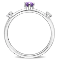 Bague superposable à trois pierres Miabella avec 2/5 Carat PBT d'Améthyste et Topaze Blanche en Argent Sterling