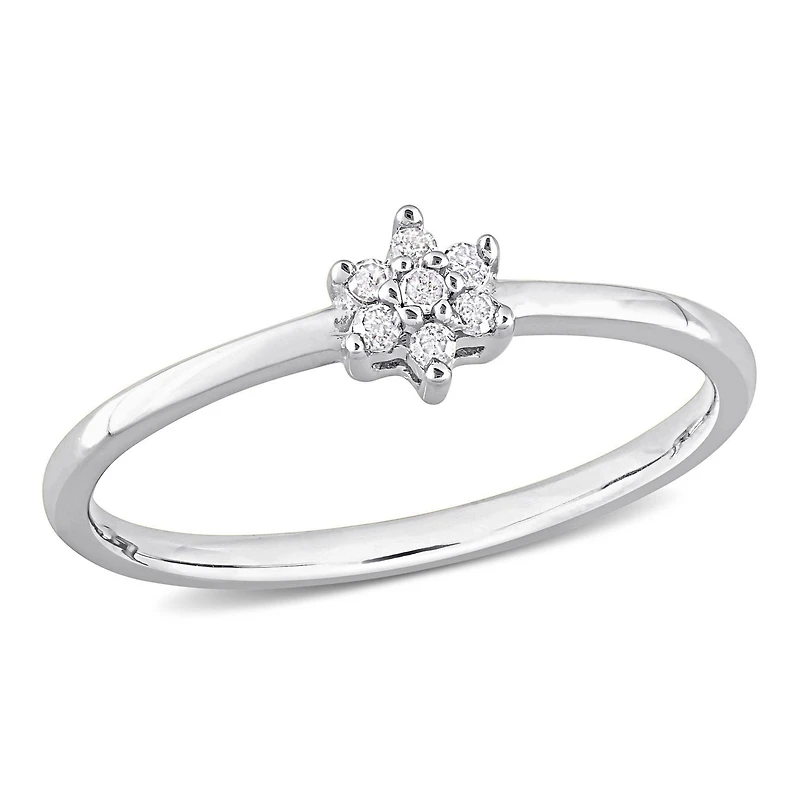 Bague de Promesse florale Miabella d'accent de diamant en Argent Sterling