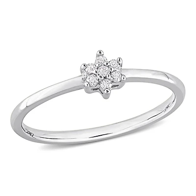 Bague de Promesse florale Miabella d'accent de diamant en Argent Sterling