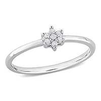 Bague de Promesse florale Miabella d'accent de diamant en Argent Sterling
