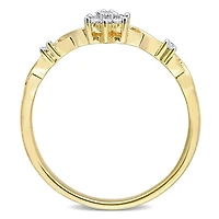 Bague de Promesse en forme de fleur en grappe Miabella avec 1/10 Carat PT de diamant en Argent Sterling Plaqué Jaune