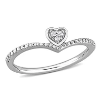 Miabella Diamond Accent Sterling Silver Heart Promise Ring
