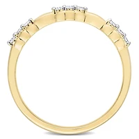Miabella 1/10 Carat T.W. Diamond Yellow Rhodium Plated Sterling Silver Alternating 3-Stone Band