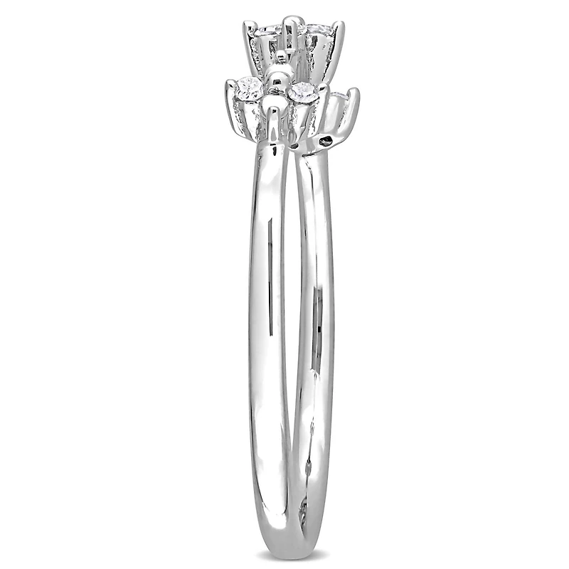 Miabella 1/10 Carat T.W. Diamond Sterling Silver Triple Floral Promise Ring