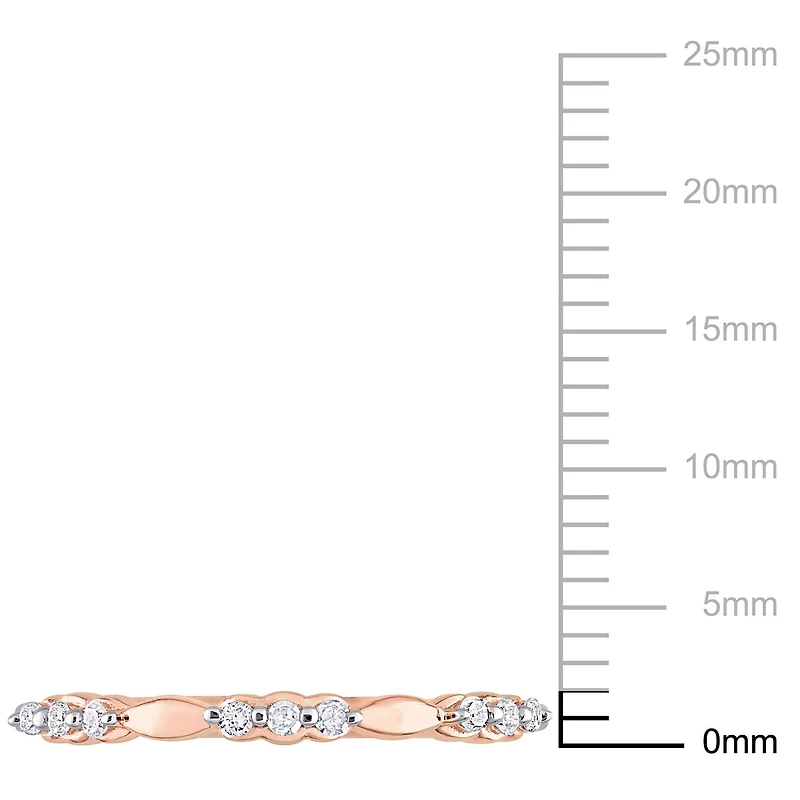 Bague à trois pierres alternée Miabella avec 1/10 Carat PT de diamant en Argent Sterling Plaqué Rose