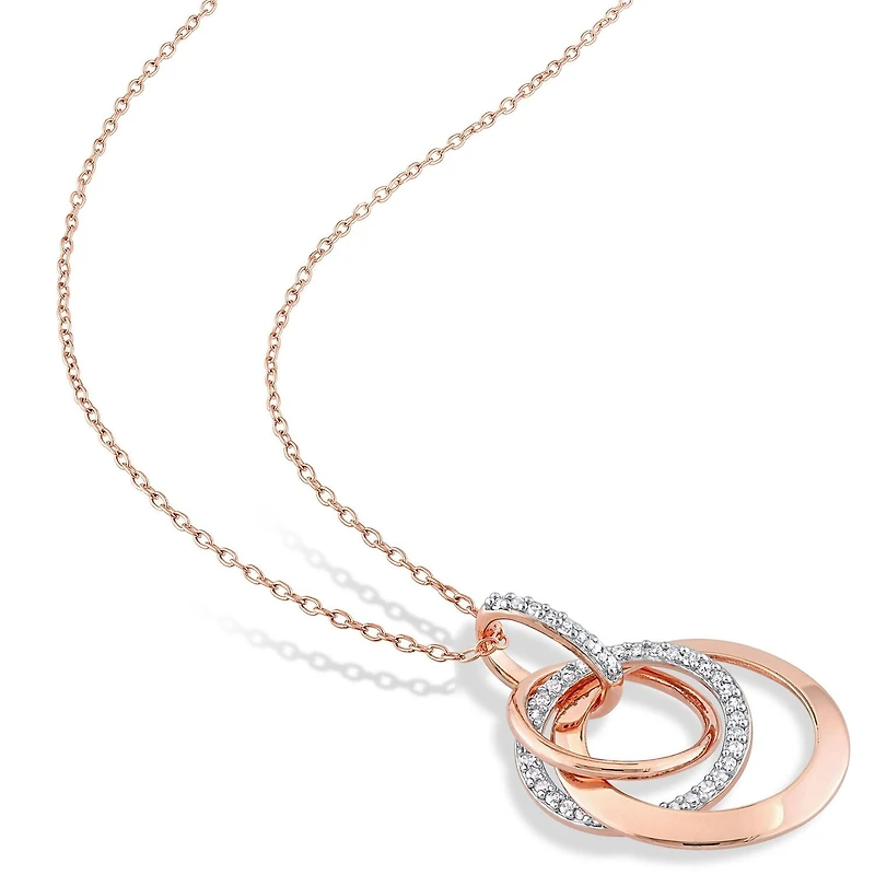 Miabella 1/5 Carat T.W. Diamond Rose-Plated Sterling Silver Multi Circle Necklace