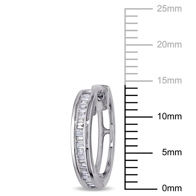 Miabella 1/4 Carat T.W. Diamond Sterling Silver Hoop Earrings