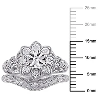 Miabella 1/10 Carat T.W. Diamond Sterling Silver Floral Bridal Set