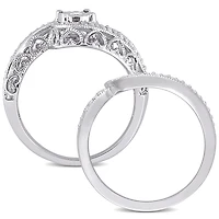 Miabella 1/5 Carat T.W. Diamond Sterling Silver Filigree Swirl Bridal Set