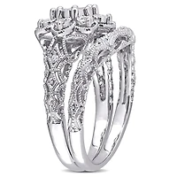 Miabella 1/10 Carat T.W. Diamond Sterling Silver Floral Bridal Set