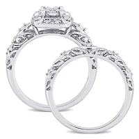 Miabella 1/5 Carat T.W. Diamond Sterling Silver Cluster Filigree Bridal Set