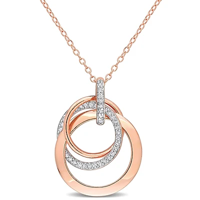 Miabella 1/5 Carat T.W. Diamond Rose-Plated Sterling Silver Multi Circle Necklace