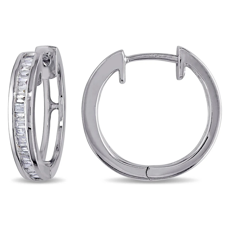 Miabella 1/4 Carat T.W. Diamond Sterling Silver Hoop Earrings
