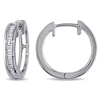 Miabella 1/4 Carat T.W. Diamond Sterling Silver Hoop Earrings