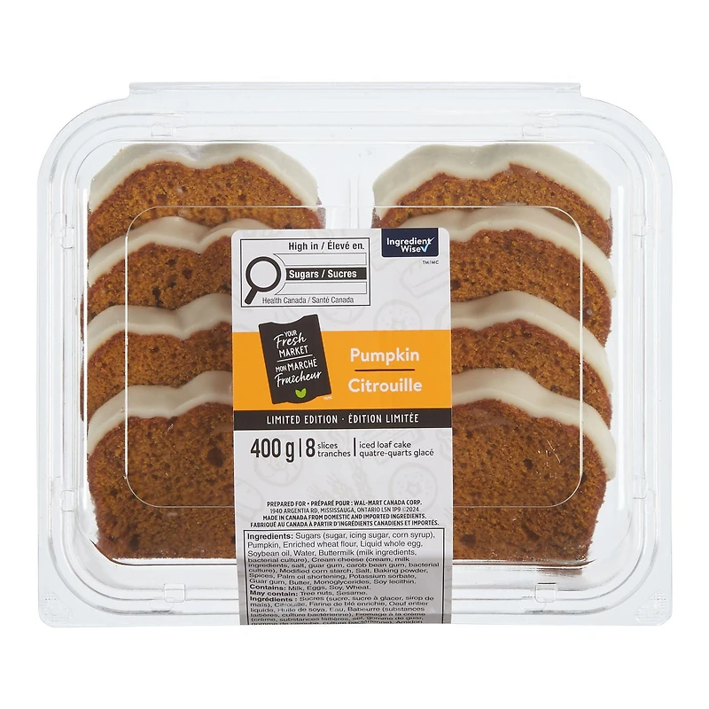 Your Fresh Market Pumpkin Iced Loaf Cake, 8 slices, 400 g total