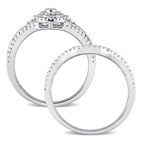 Miabella 1/4 Carat T.W. Diamond Sterling Silver Halo Split-Shank Bridal Set