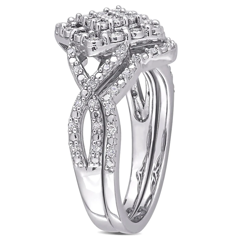 Miabella 1/4 Carat T.W. Diamond Sterling Silver Cluster Bridal Set