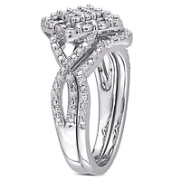 Miabella 1/4 Carat T.W. Diamond Sterling Silver Cluster Bridal Set