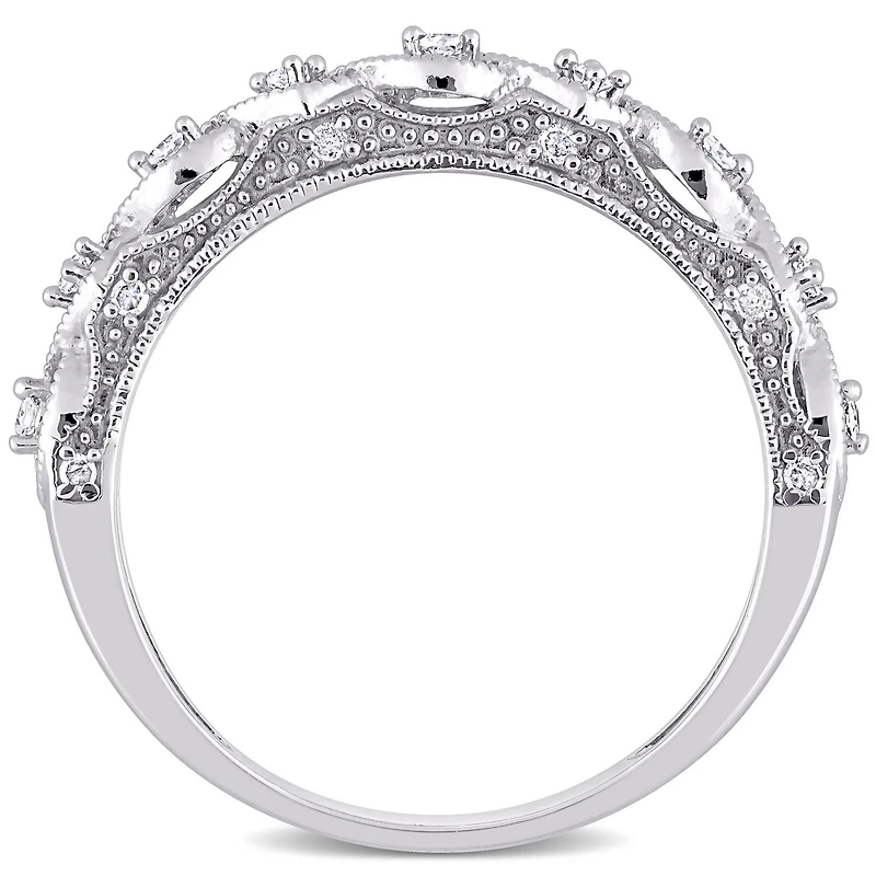 Miabella 1/8 Carat T.W. Diamond Sterling Silver Anniversary Ring