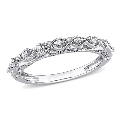 Miabella 1/8 Carat T.W. Diamond Sterling Silver Anniversary Ring