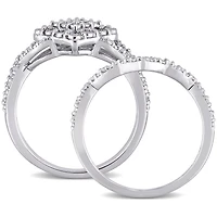 Miabella 1/4 Carat T.W. Diamond Sterling Silver Cluster Bridal Set