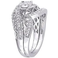 Miabella 1/5 Carat T.W. Diamond Sterling Silver Filigree Swirl Bridal Set