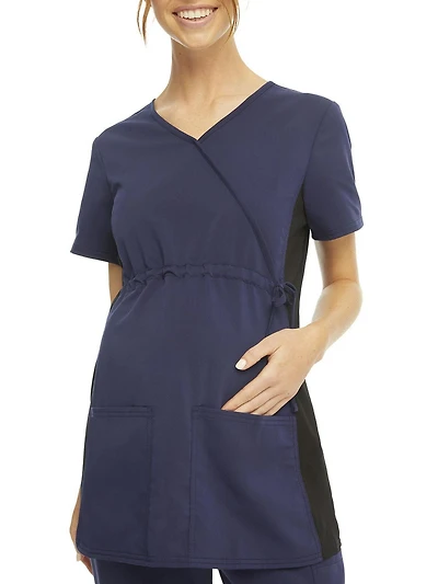 Haut d’uniforme médical extensible à effet croisé pour femme enceinte Scrubstar