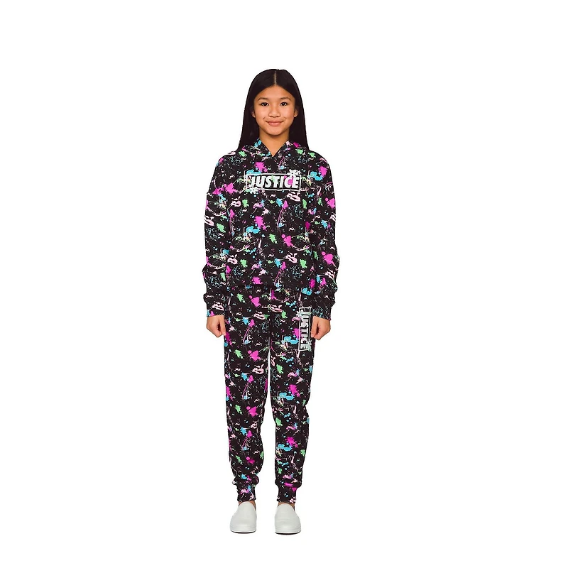 Justice Girls Flower Block Long Sleeve Hoodie