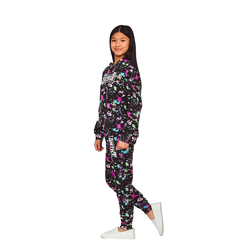 Justice Girls Flower Block Long Sleeve Hoodie