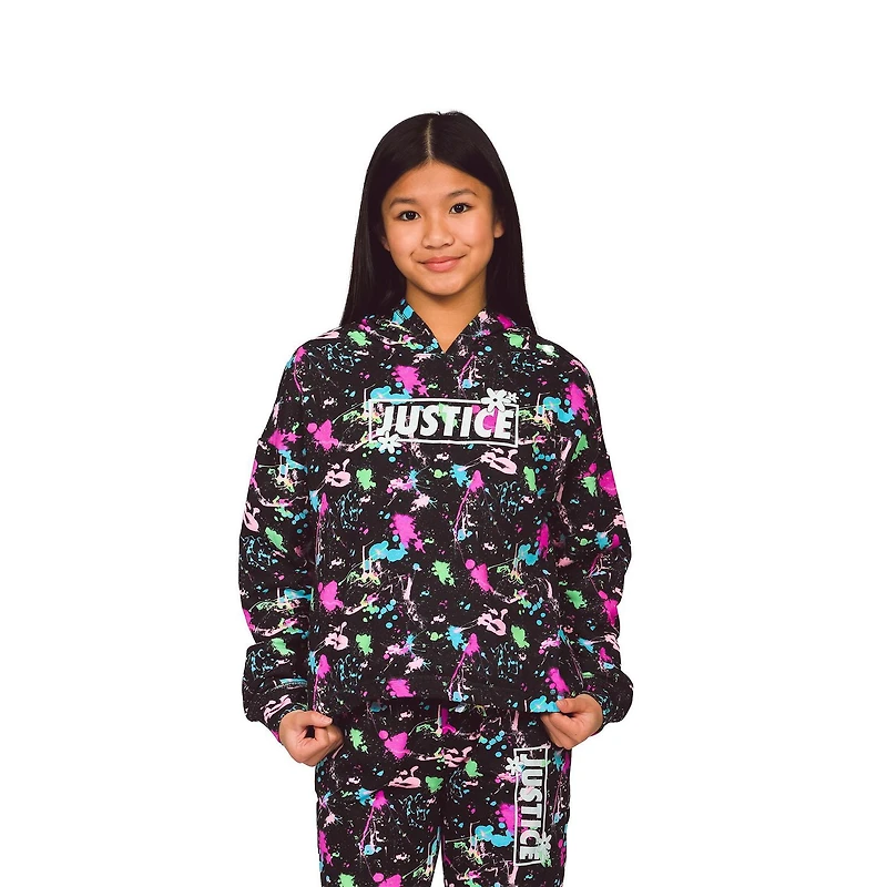 Justice Girls Flower Block Long Sleeve Hoodie