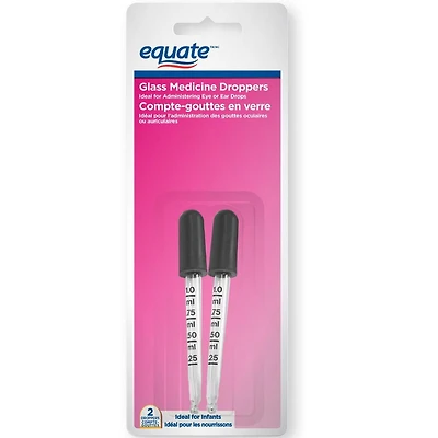Equate Glass Medicine Droppers, 2 medicine droppers