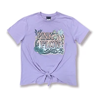 Pink Floyd Ladies tee shirt. This Ladie's short sleeve crew neck has a knotted front at the waist giving a chicness to its casual wear and